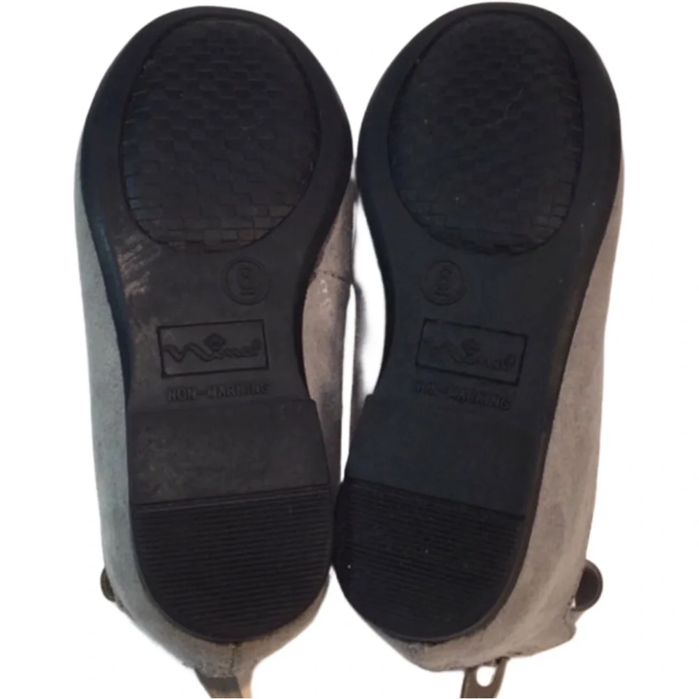 Nina Marissa Gray Faux Suede Cris Cross Ballet Flats Girls Size 6 (Big Girl 4)